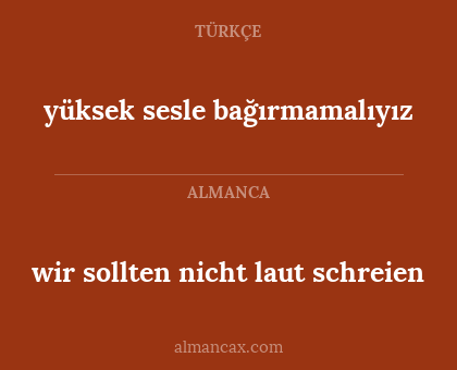 wir sollten nicht laut schreien - yüksek sesle bağırmamalıyız