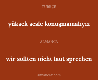 yüksek sesle konuşmamalıyız - wir sollten nicht laut sprechen