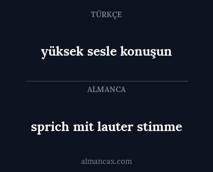 sprich mit lauter stimme - yüksek sesle konuşun