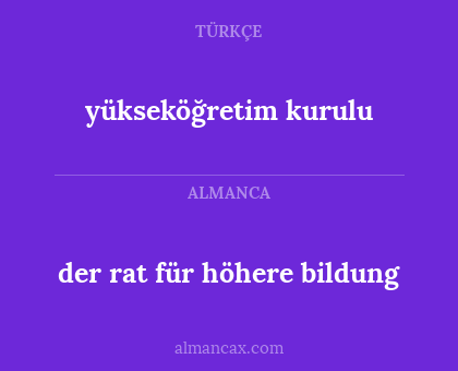 der rat für höhere bildung - yükseköğretim kurulu