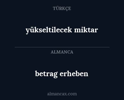 betrag erheben - yükseltilecek miktar