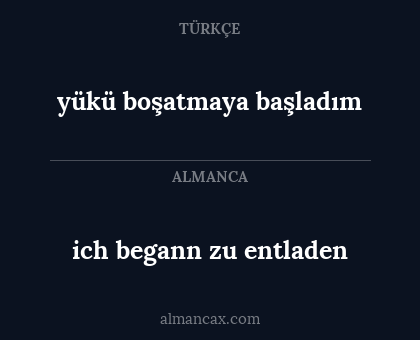 ich begann zu entladen - yükü boşatmaya başladım