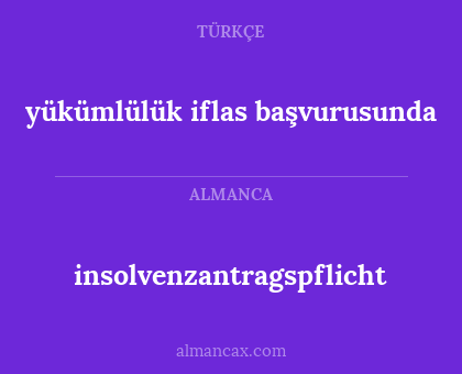 yükümlülük iflas başvurusunda - insolvenzantragspflicht