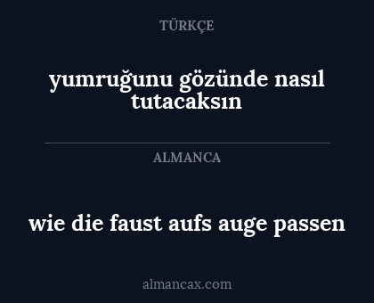 wie die faust aufs auge passen - yumruğunu gözünde nasıl tutacaksın