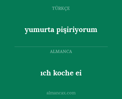 ıch koche ei - yumurta pişiriyorum