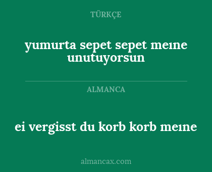 ei vergisst du korb korb meıne - yumurta sepet sepet meıne unutuyorsun