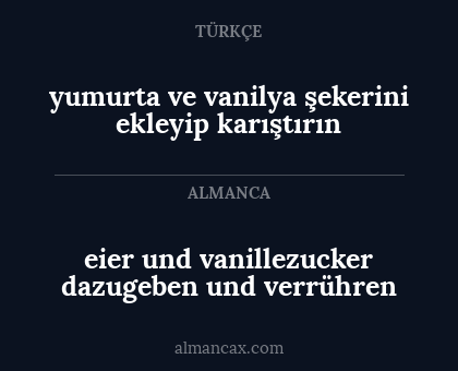 yumurta ve vanilya şekerini ekleyip karıştırın - eier und vanillezucker dazugeben und verrühren