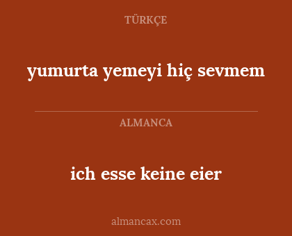 ich esse keine eier - yumurta yemeyi hiç sevmem