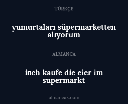 i̇ch kaufe die eier im supermarkt - yumurtaları süpermarketten alıyorum