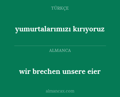 yumurtalarımızı kırıyoruz - wir brechen unsere eier