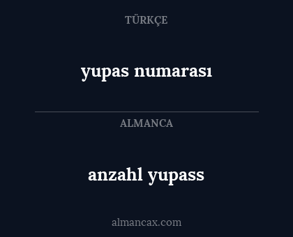 anzahl yupass - yupas numarası