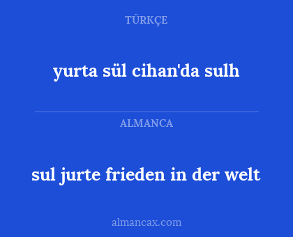 sul jurte frieden in der welt - yurta sül cihan'da sulh
