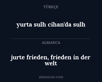 jurte frieden, frieden in der welt - yurta sulh cihan'da sulh