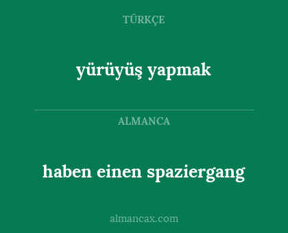 yürüyüş yapmak - haben einen spaziergang