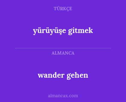 yürüyüşe gitmek - wander gehen