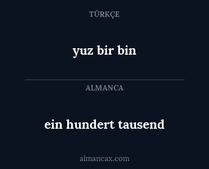 ein hundert tausend - yuz bir bin