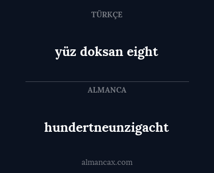 yüz doksan eight - hundertneunzigacht