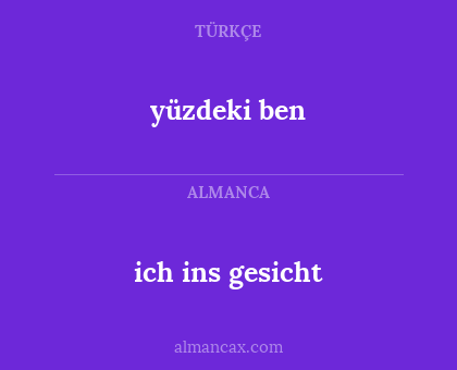 ich ins gesicht - yüzdeki ben