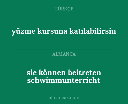 yüzme kursuna katılabilirsin - sie können beitreten schwimmunterricht