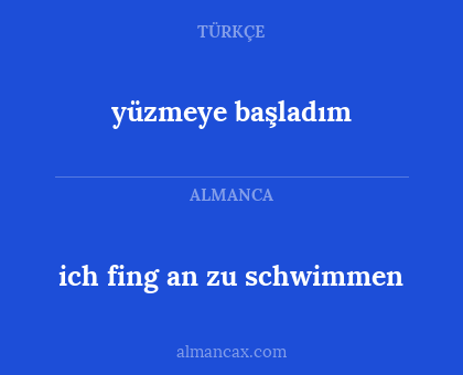 ich fing an zu schwimmen - yüzmeye başladım