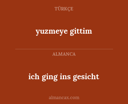 ich ging ins gesicht - yuzmeye gittim