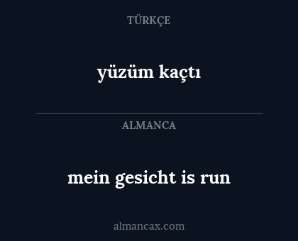 yüzüm kaçtı - mein gesicht is run