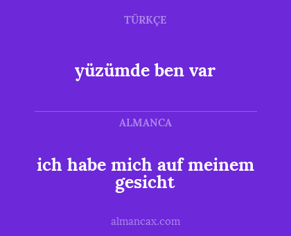 yüzümde ben var - ich habe mich auf meinem gesicht