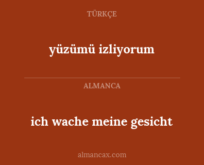 ich wache meine gesicht - yüzümü izliyorum