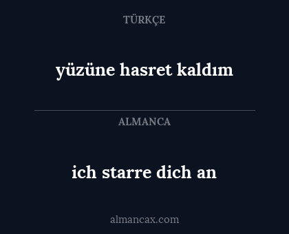 ich starre dich an - yüzüne hasret kaldım