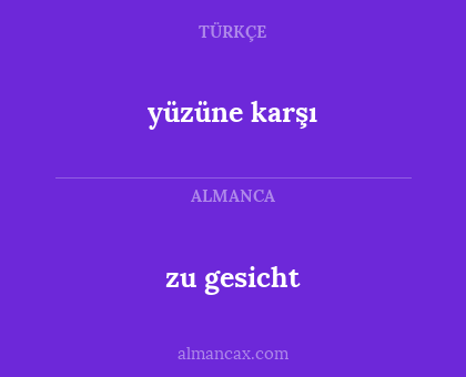 zu gesicht - yüzüne karşı