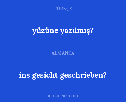 yüzüne yazılmış? - ins gesicht geschrieben?