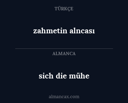sich die mühe - zahmetin alncası