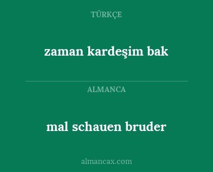 mal schauen bruder - zaman kardeşim bak
