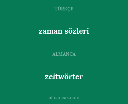zeitwörter - zaman sözleri