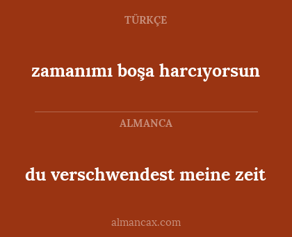 zamanımı boşa harcıyorsun - du verschwendest meine zeit