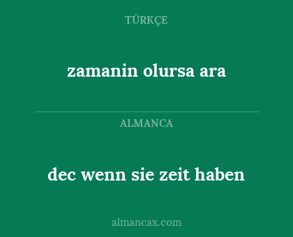 dec wenn sie zeit haben - zamanin olursa ara