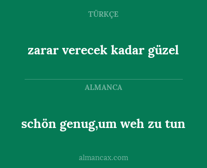 schön genug,um weh zu tun - zarar verecek kadar güzel
