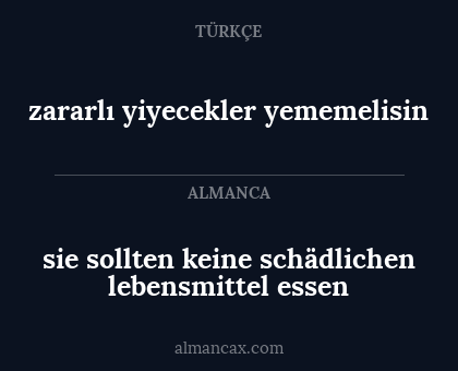 sie sollten keine schädlichen lebensmittel essen - zararlı yiyecekler yememelisin