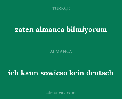 ich kann sowieso kein deutsch - zaten almanca bilmiyorum