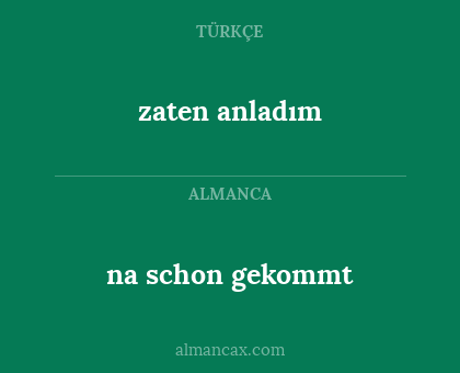 na schon gekommt - zaten anladım
