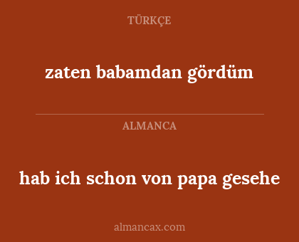 hab ich schon von papa gesehe - zaten babamdan gördüm