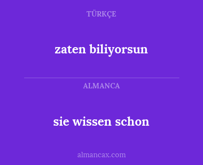 sie wissen schon - zaten biliyorsun