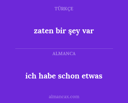 ich habe schon etwas - zaten bir şey var