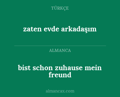 bist schon zuhause mein freund - zaten evde arkadaşım