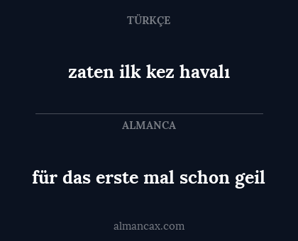 zaten ilk kez havalı - für das erste mal
schon geil