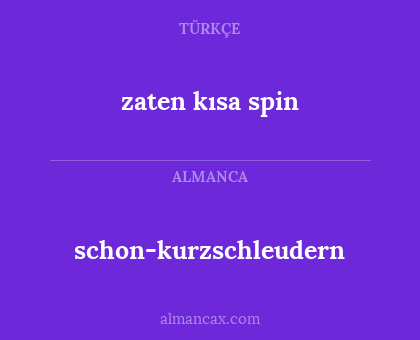 zaten kısa spin - schon-kurzschleudern