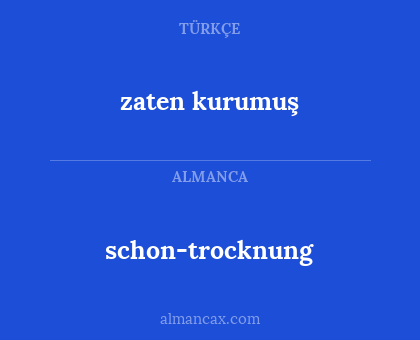 zaten kurumuş - schon-trocknung