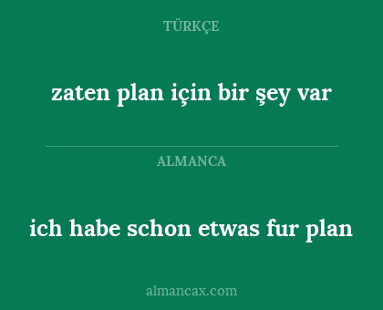 ich habe schon etwas fur plan - zaten plan için bir şey var