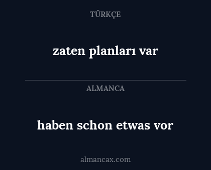zaten planları var - haben schon
etwas vor
