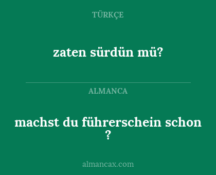 zaten sürdün mü? - machst du führerschein schon ?